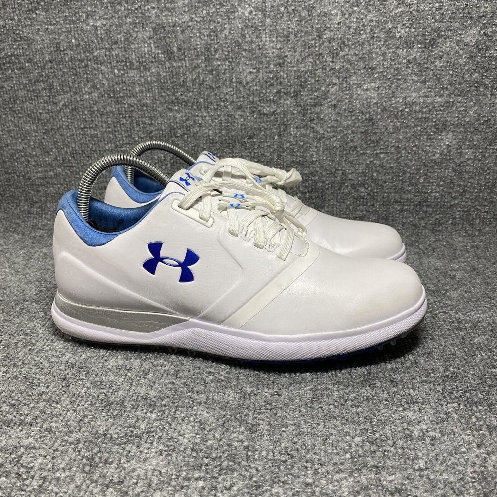 Under Armour Spikeless Golf Shoes Womens 9.5 White Blue Low Lace Up